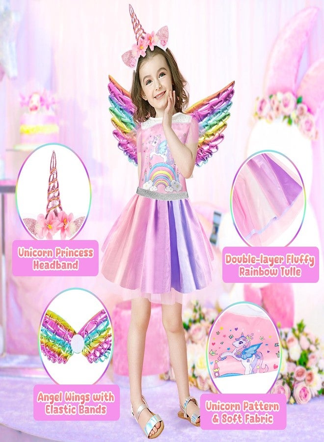 EULRGAUS Princess Dress Up, Toddler Dress Up with Princess Costumes and Toys, Butterfly & Unicorn Dress with Fairy Wings, Pretend Play for Toddlers 3-6, Halloween Christmas Birthday Gift for Kids - Image 4